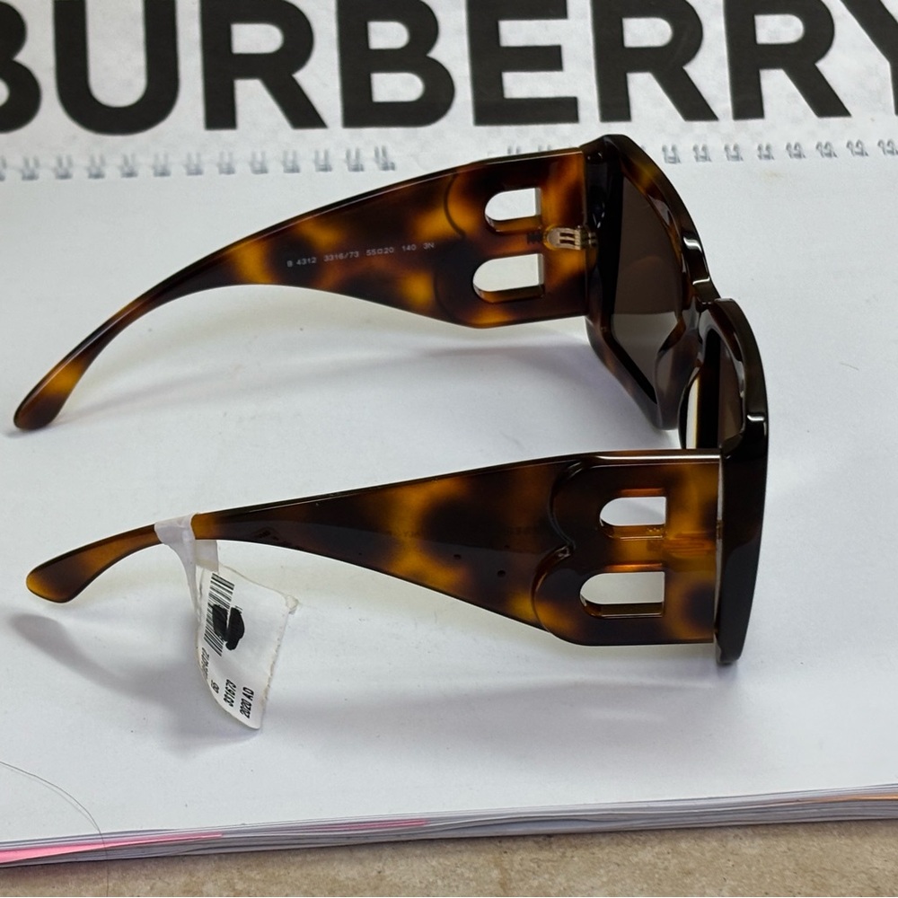 New Burberry B4312 3316/73 Light Havana Square Sunglasses - Picture 7 of 12